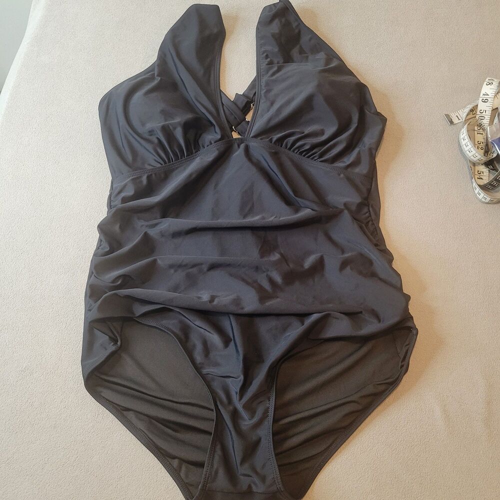 Daci Womens Black Halter Neck Swimsuit One Piece Size 18W